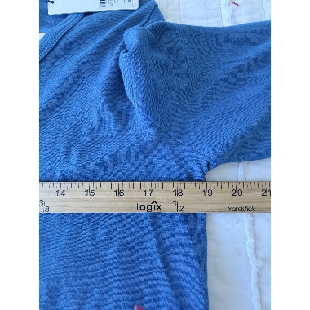 Chicos Slub Cotton Blend Top Size 2/L Scandi Coastal Minimalist Comfort Stretch - Picture 4 of 8